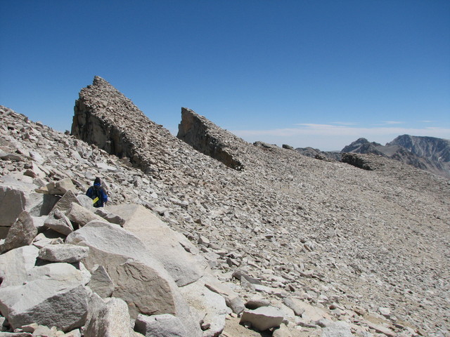 The hike back from the summit