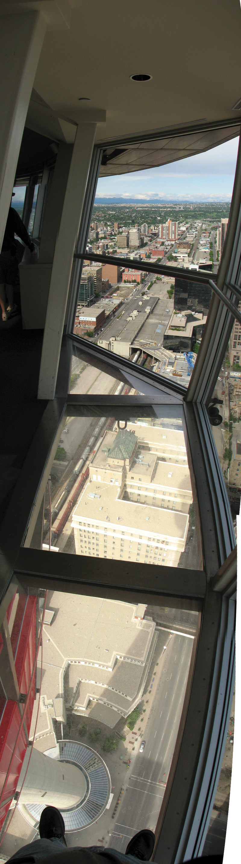 The view from the Calgary Tower, with glass bottom!