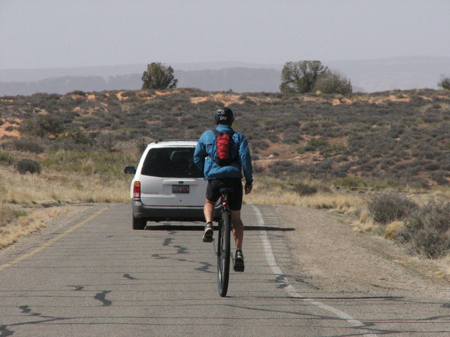 Chris on the road on the geared Coker