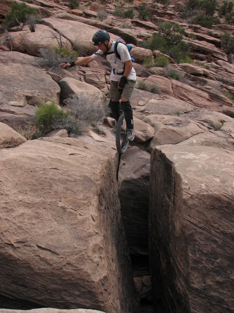 Chris, hopping the gap: in midair