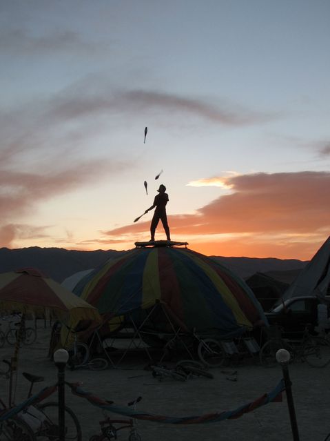 Lance juggling on the dome